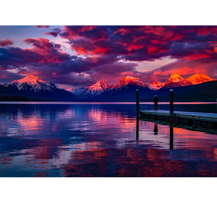 Landscape mural wallpaper majestic mountain echoes - TenStickers