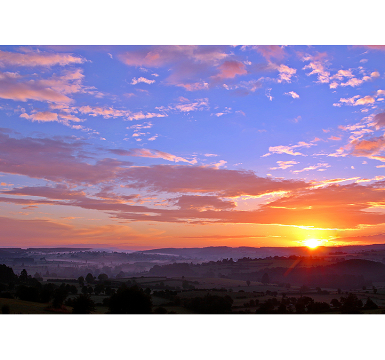 Landscape mural wallpaper sunset over hills - TenStickers