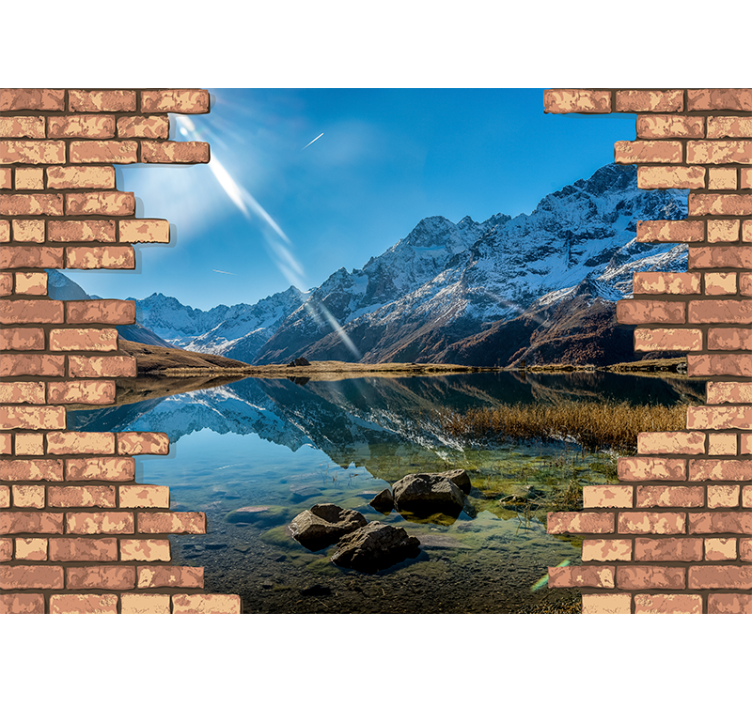 3D brick wall with photo brick wall mural - TenStickers