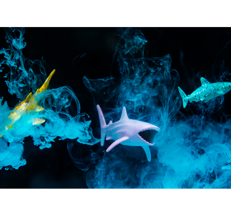 Animal wall mural colorful shark illustration - TenStickers