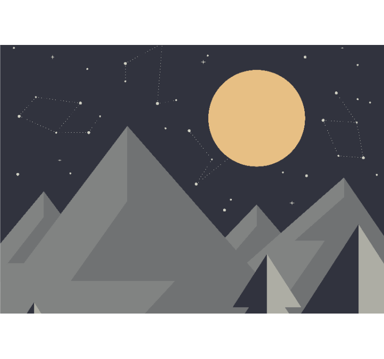 Geometric mountains and sun wall mural - TenStickers