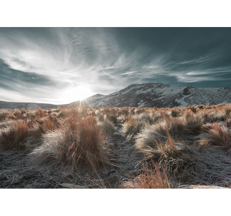 Landscape mural wallpaper mountain sunrise view - TenStickers