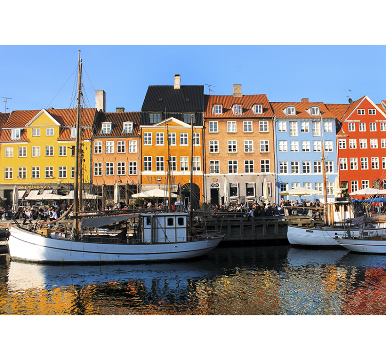 Reflected Copenhagen colorful houses wall mural - TenStickers