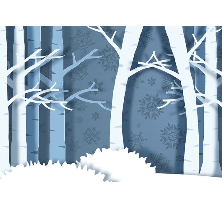 Winter trees on blue background Wall Mural - TenStickers