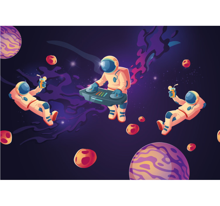 Space mural astronauts floating in the cosmos - TenStickers