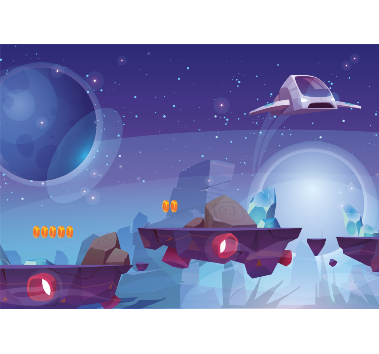 Fantasy wall mural space adventure scene - TenStickers