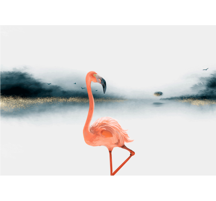 Animal wall mural elegant flamingo pose - TenStickers