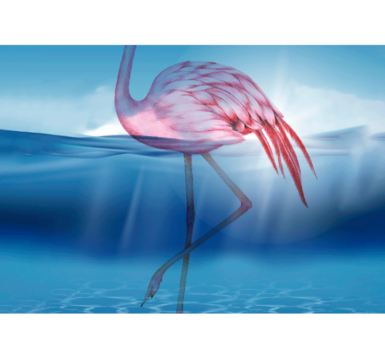 Underwater design of flamingo wall mural - TenStickers