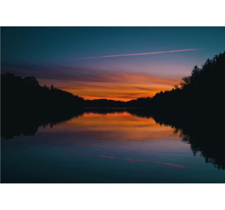 Landscape mural wallpaper serene lake sunset - TenStickers
