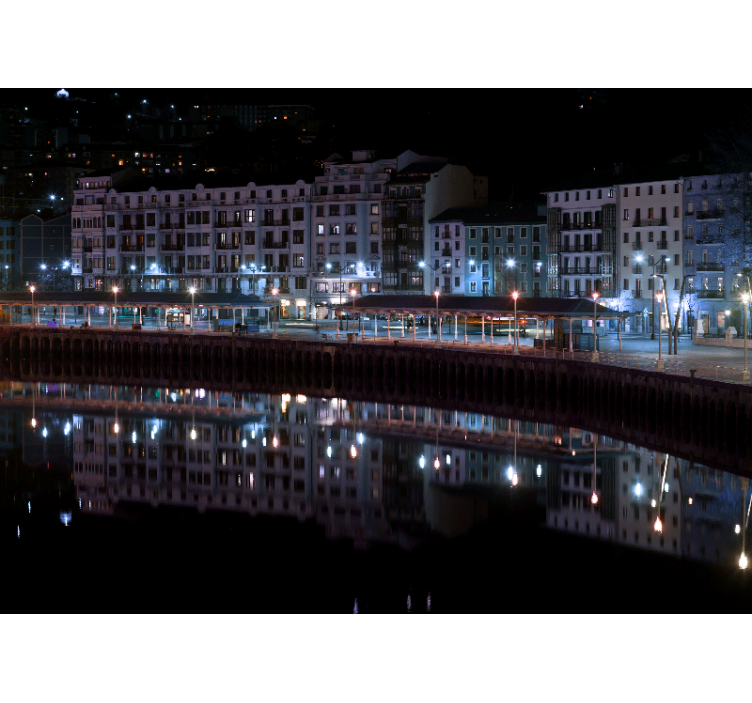 Bilbao river at down city wall mural - TenStickers
