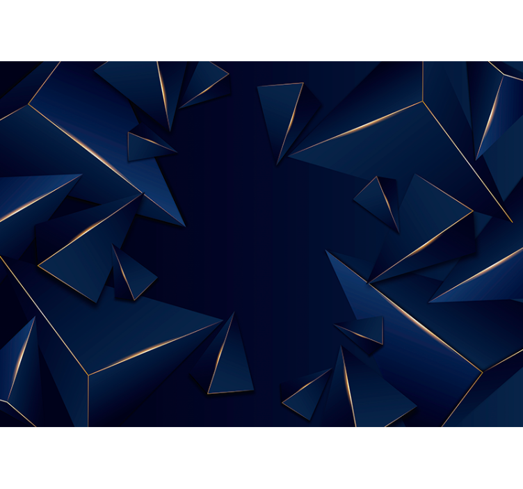 Blue and gold geometric pattern 3D Wall Mural - TenStickers