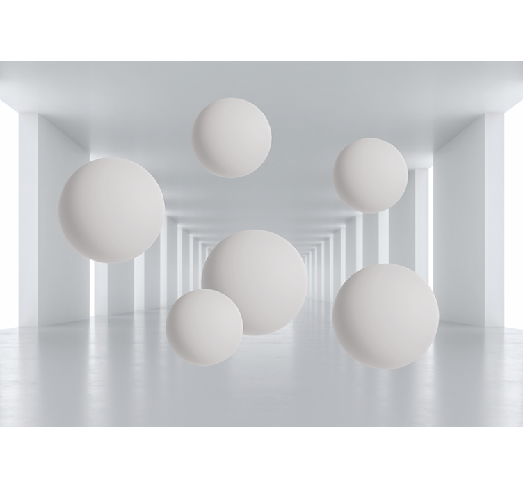 Abstract wall mural floating white spheres - TenStickers