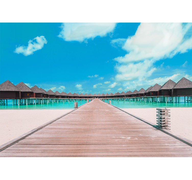 Landscape mural wallpaper tropical dock pathway - TenStickers