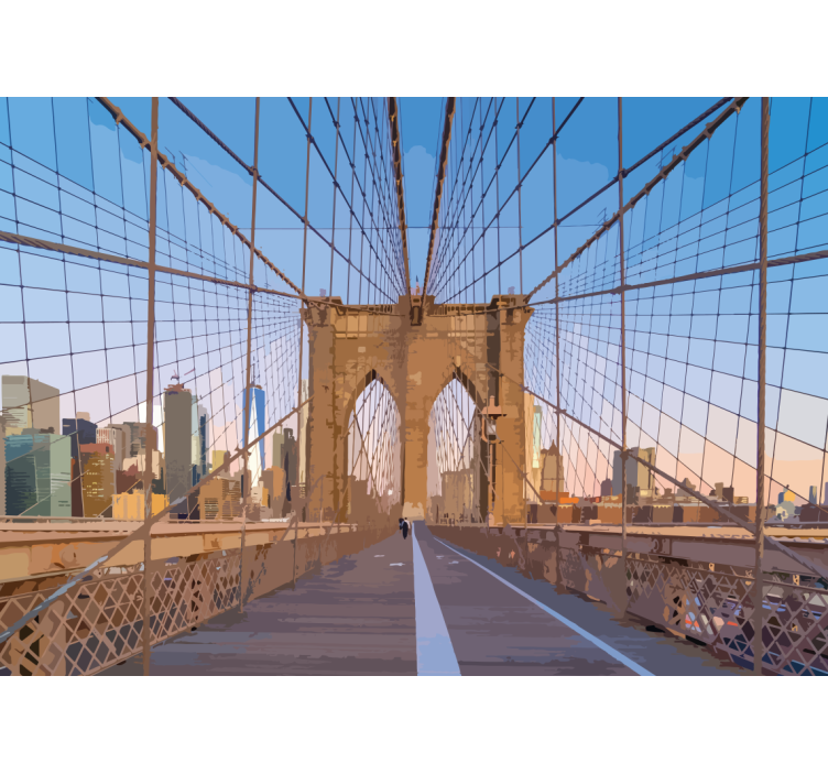 City wall mural brooklyn bridge perspective - TenStickers