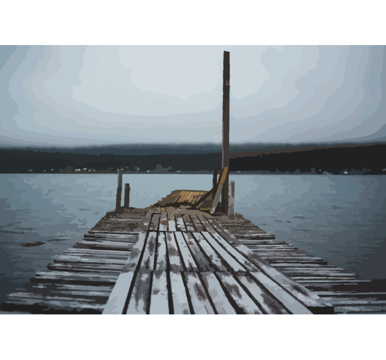Landscape mural wallpaper serene lake dock - TenStickers