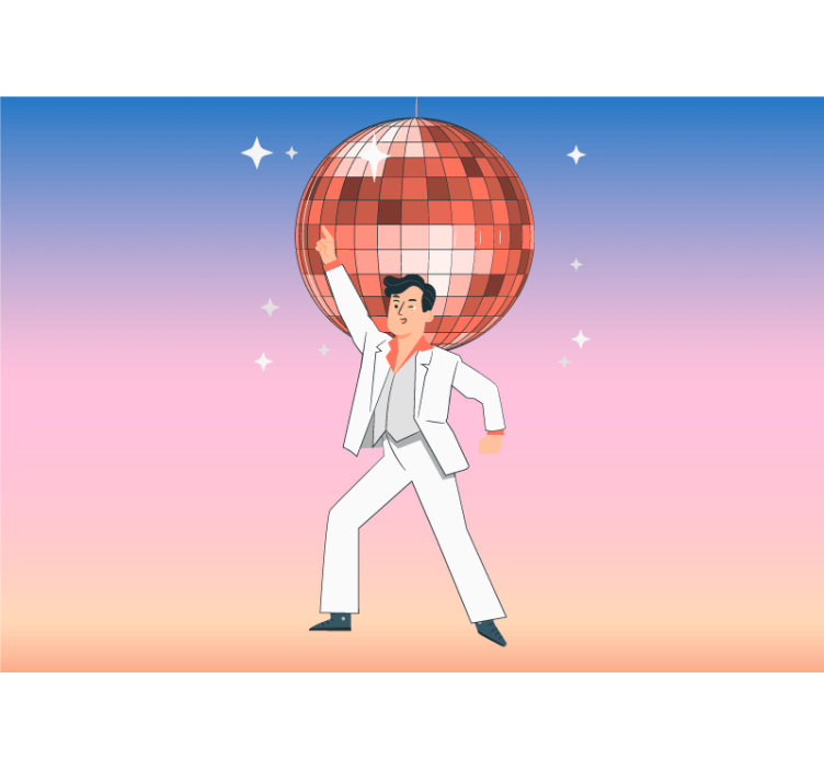 Disco ball illustration with colors Wall Murals - TenStickers