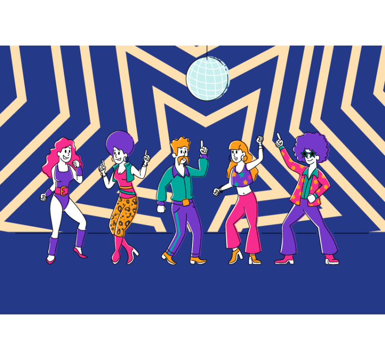 Music mural retro dance celebration - TenStickers