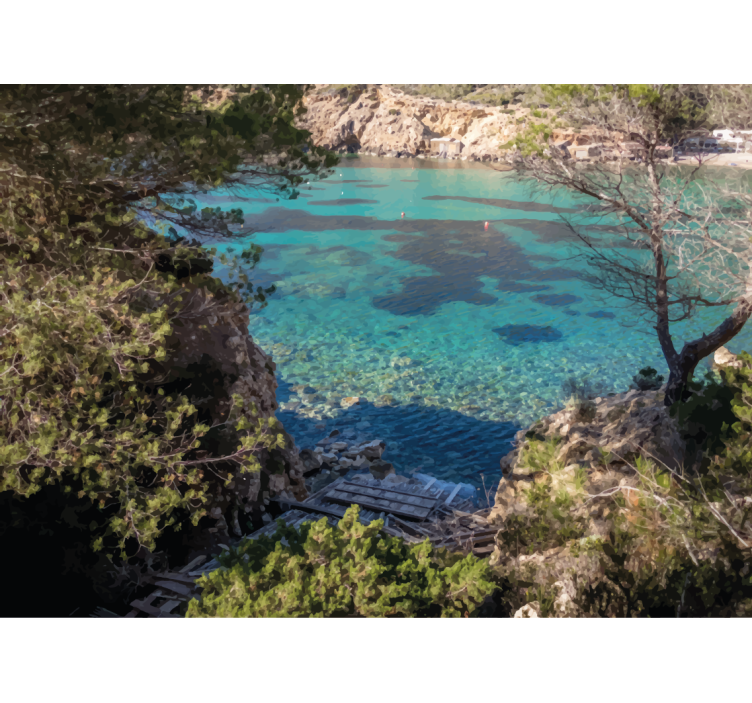 Nature wall mural serene coastal view - TenStickers