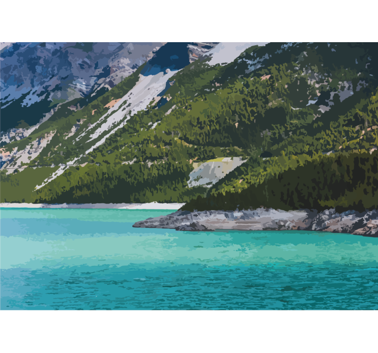 Landscape mural wallpaper mountain lake serenity - TenStickers