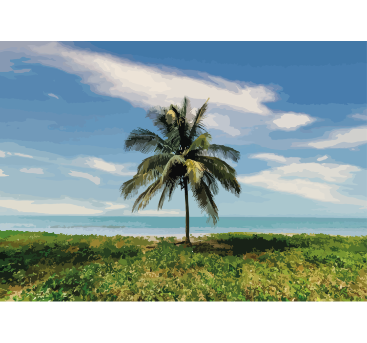 Nature wall mural tropical palm tree landscape - TenStickers