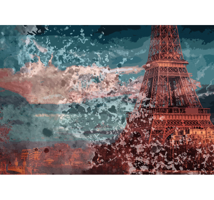 Paris wall mural eiffel tower skyline - TenStickers