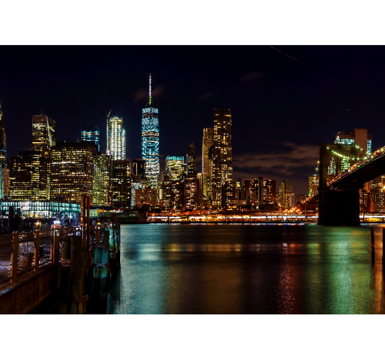 New York city lights at night city wall mural - TenStickers