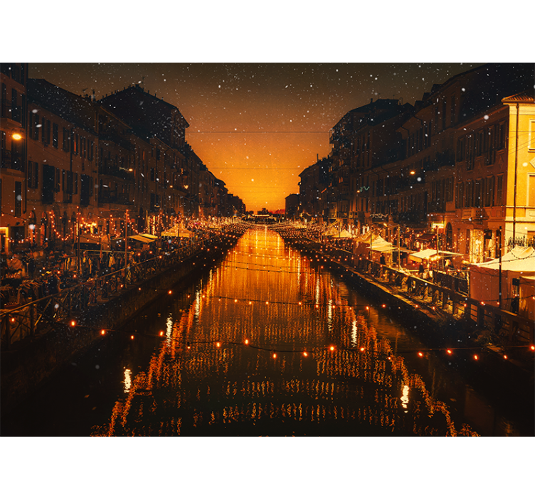 Navigli canal living room wall mural - TenStickers