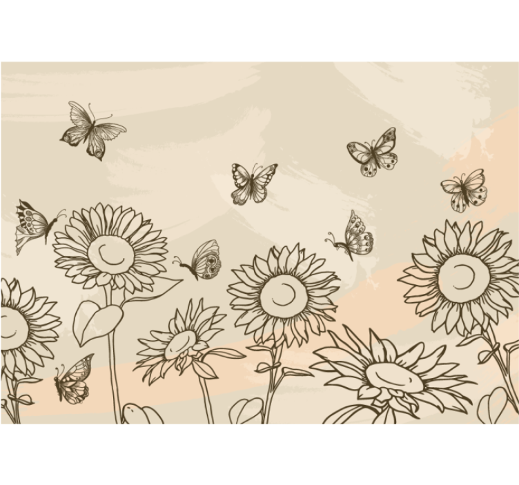 Sunflowers beige colour wall mural - TenStickers