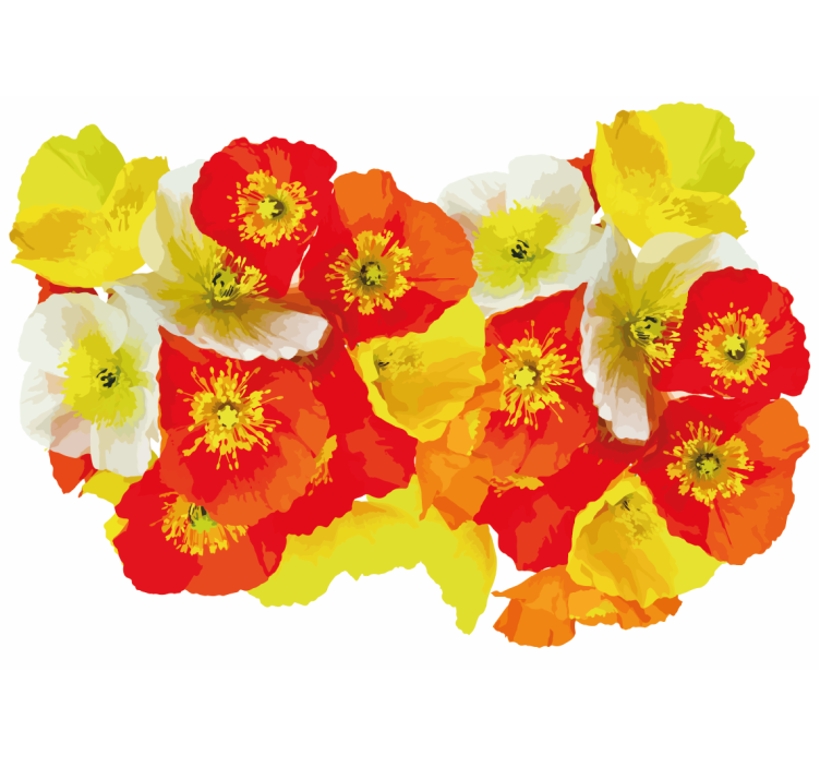 Yellow and orange poppies flower wall mural - TenStickers