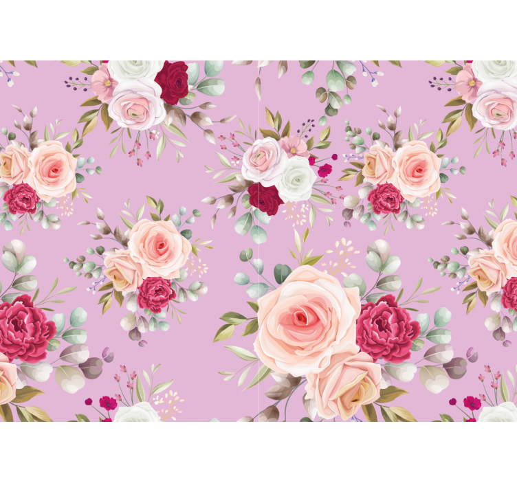 Pink vintage design flower wall mural - TenStickers