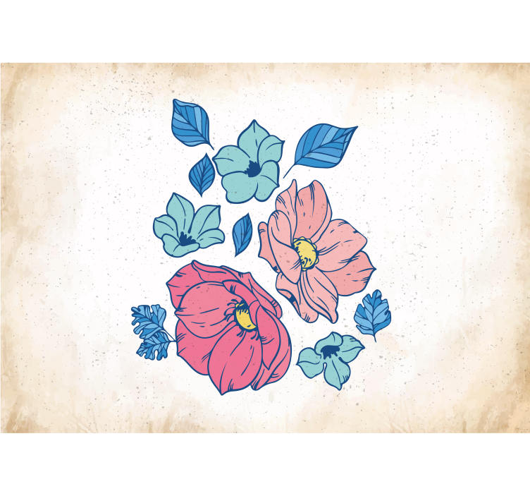 Delicate pink and blue flowers wall mural - TenStickers