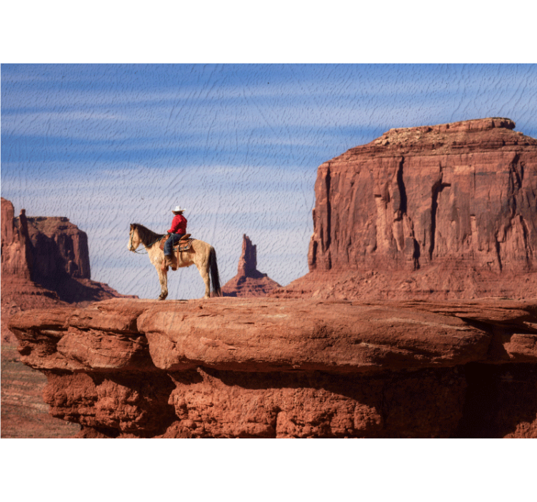 Landscape mural wallpaper cowboy on horseback - TenStickers
