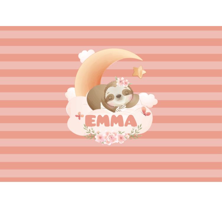 Cute animals sloth with name Nursery Mural - TenStickers