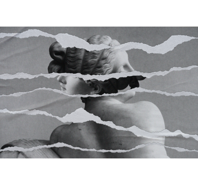 Greek statue image torn living room wall mural - TenStickers