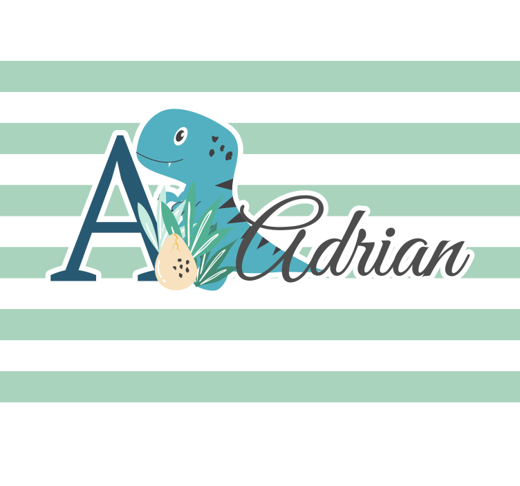 T-Rex with initial and name children wall mural - TenStickers