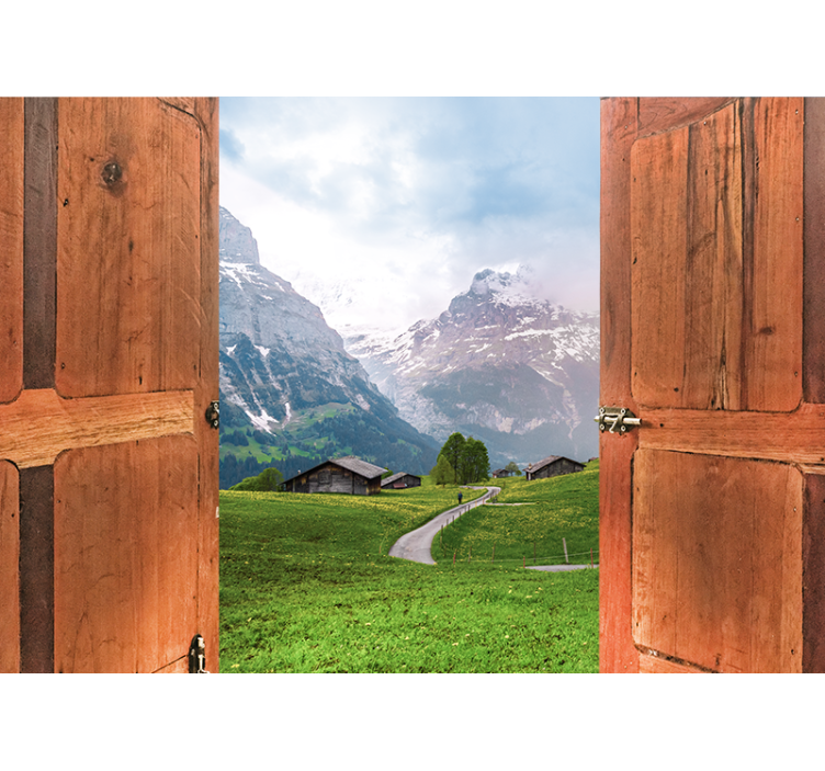 Landscape mural wallpaper mountain view opening - TenStickers