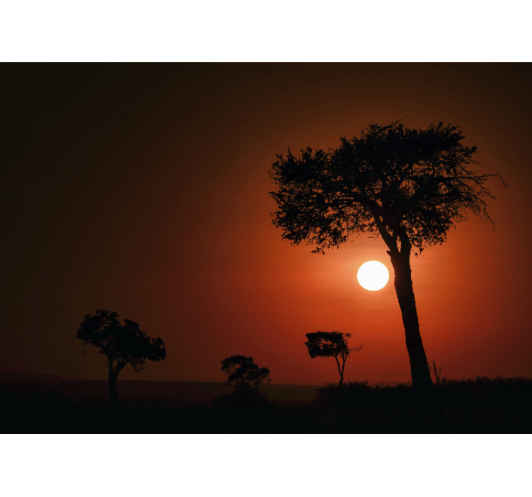 Silhouette Sunset Scene landscape mural wallpaper - TenStickers