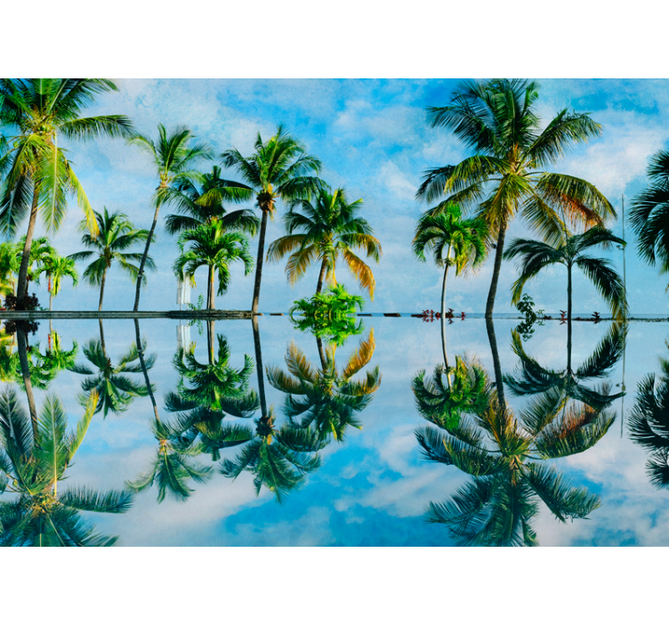 Nature wall mural lush palm reflections - TenStickers
