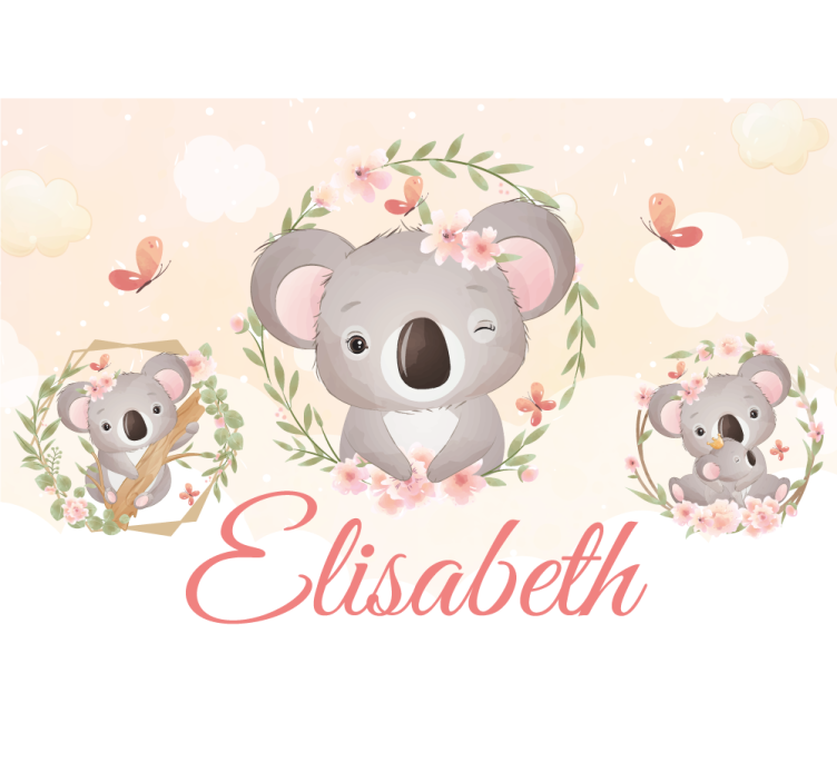 Cute animals koala with name  Kids wall Murals - TenStickers