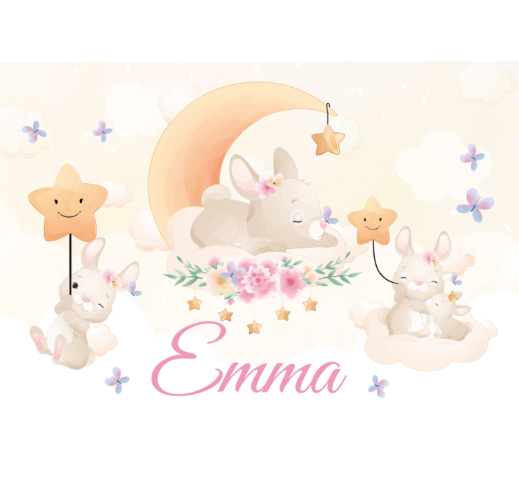 Children wall mural bunny moon stars - TenStickers
