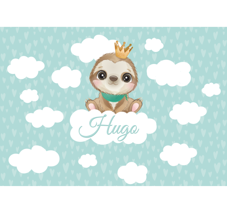Children wall mural sloth with crown - TenStickers