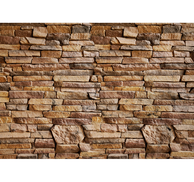 Brown stone wall photo living room wall mural - TenStickers