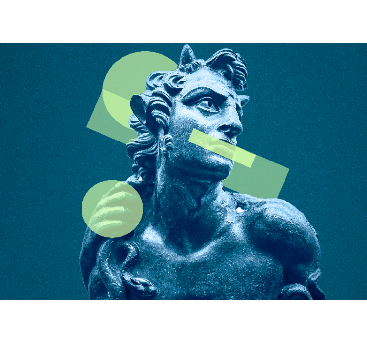 Painting wall mural of geometric shape statue - TenStickers