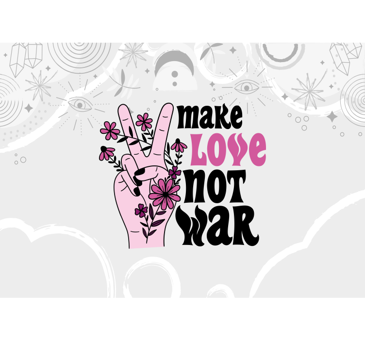 Make love quote in Peace sign phrase wall mural - TenStickers
