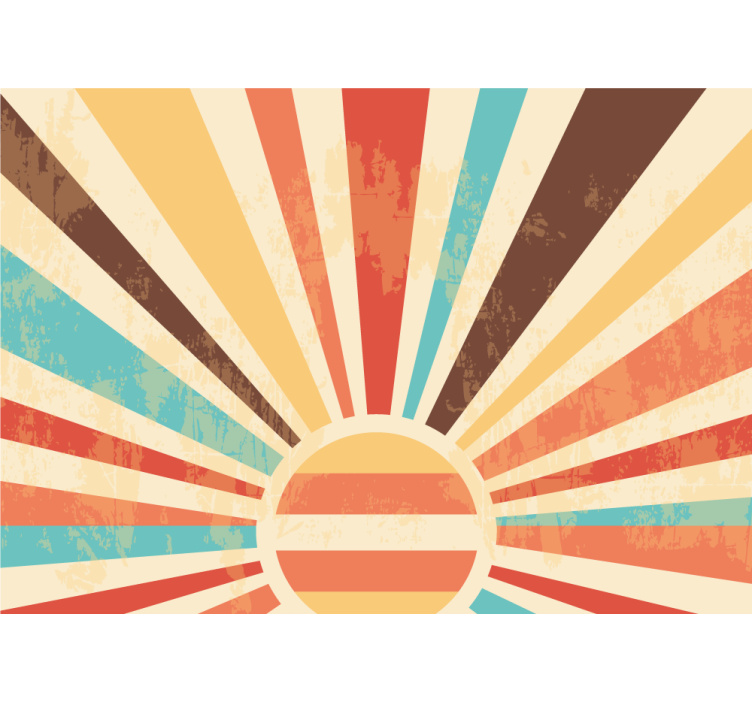Colorful retro sun rays vintage wall mural - TenStickers