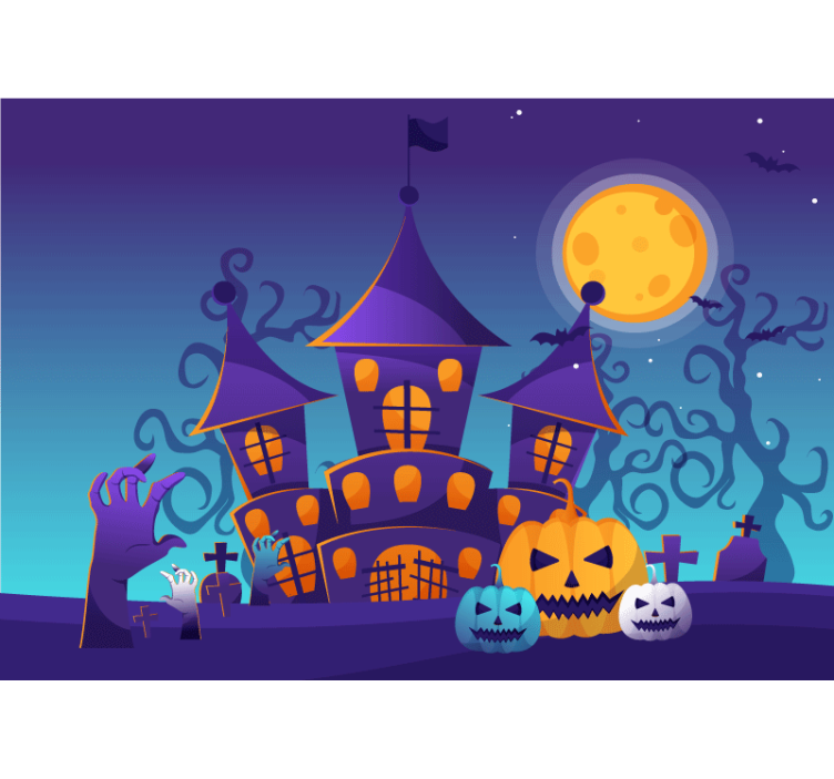Spooky graveyard bats  living room wall mural - TenStickers