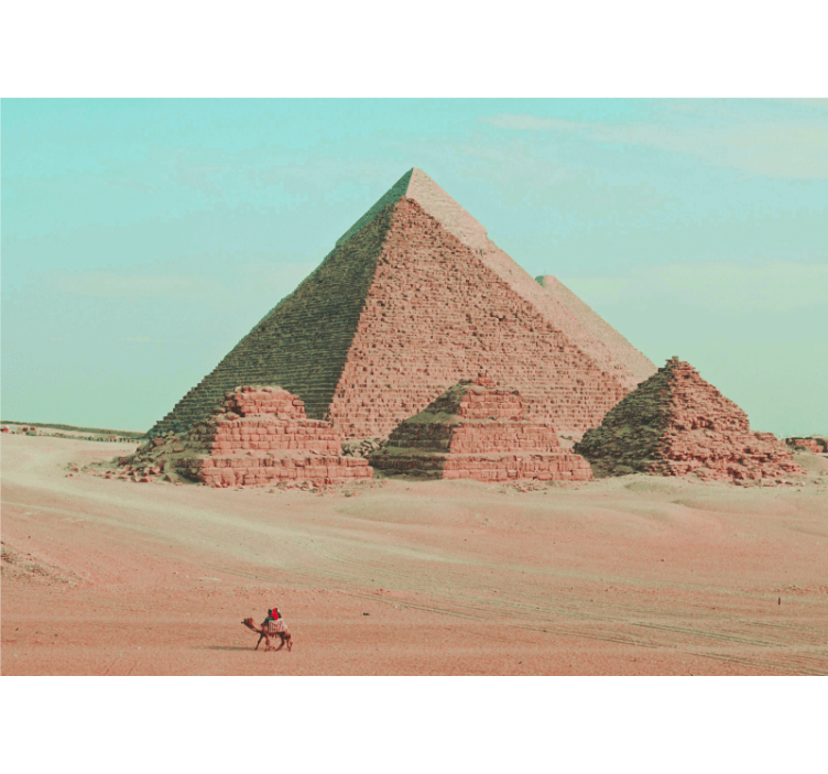 City wall mural featuring pyramids and camels - TenStickers