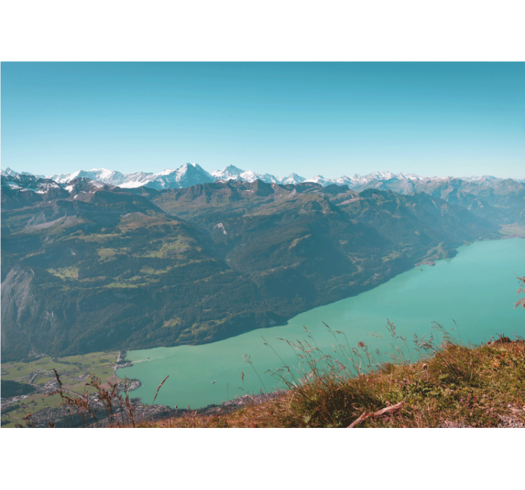 Alpine lake view landscape mural wallpaper - TenStickers