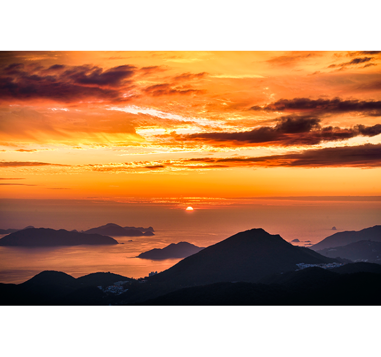 Landscape mural wallpaper sunset over ocean - TenStickers