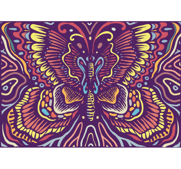 Big colourful butterfly Mandala Wall Mural - TenStickers